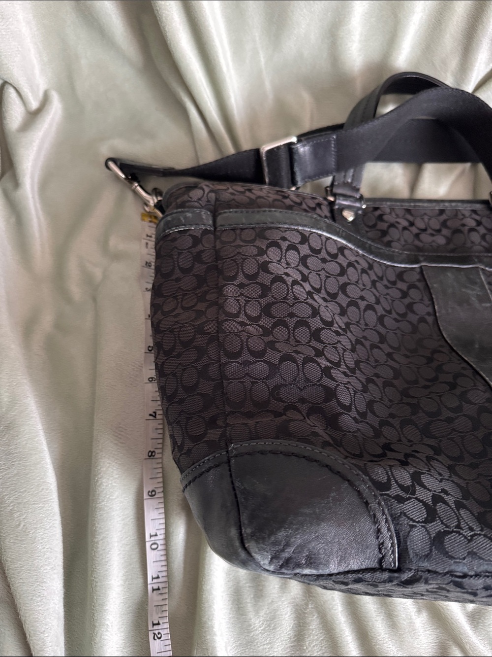 Coach Black Signature Canvas Convertible Shoulder Tote - Picture 10 of 11